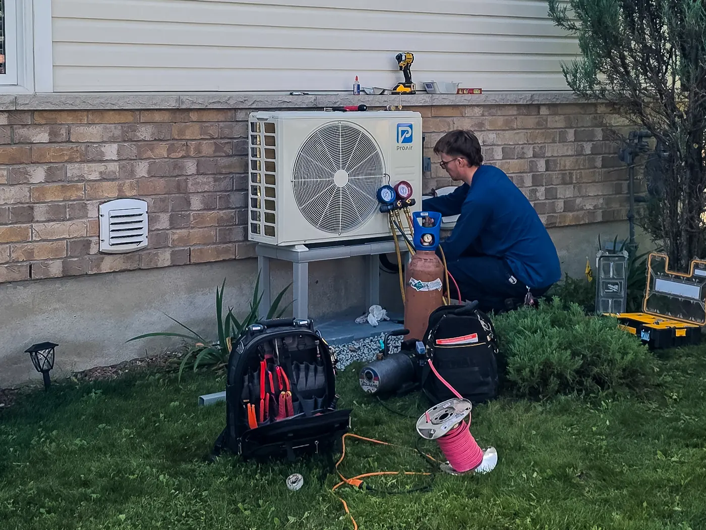 Heat pump installation in progress at an Ottawa-area home